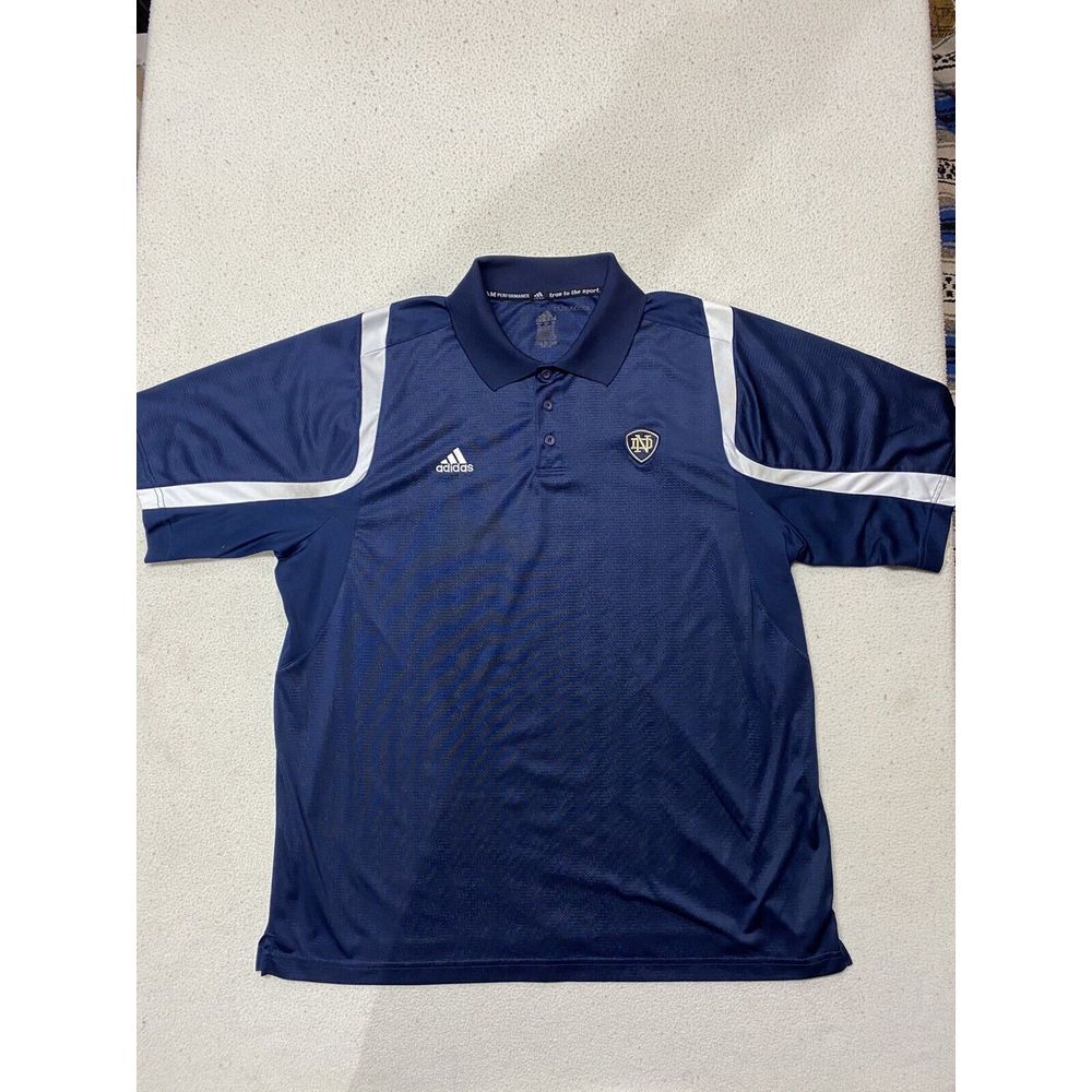 Notre Dame Men's XL Adidas Navy Blue Fighting Irish Climalite Polo Shirt 🍀